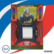 2025 Panini Certified Abdul Carter New Generation Jerseys Mirror Red /99 Giants