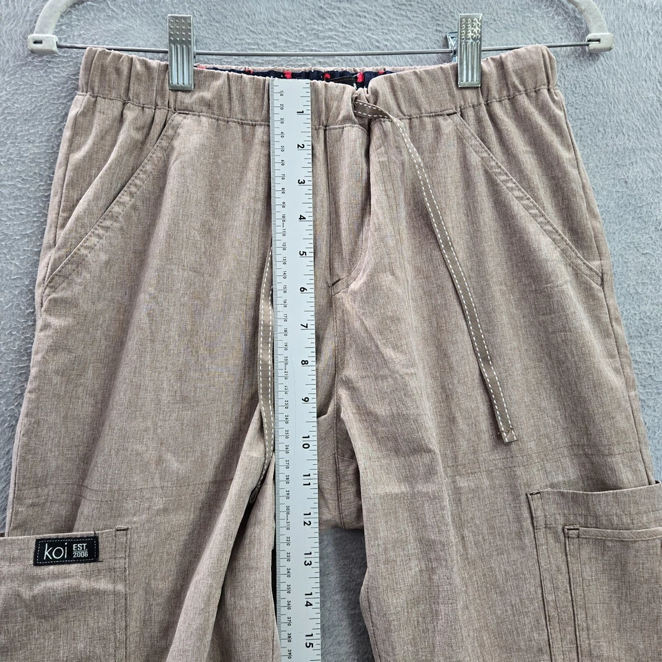 Koi Women Scrub Pants XS Beige 731R Cargo Logo Polyester Spandex Outdoor - Image 3 of 4