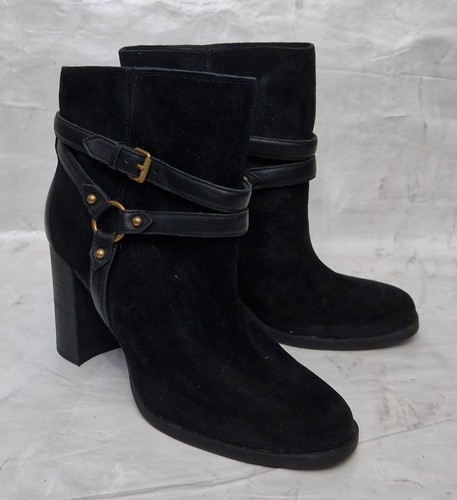 UGG Negro Gamuza Botines Dandridge (G) Correas Hebilla Tacón Alto Mujer Reino Unido 8 - Imagen 2 de 15