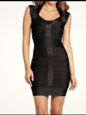 New French Connection Little Black Knit Cap Sleeve Cocktail Dress LBD Sz XS