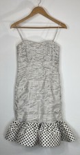 MARISA BARATELLI Dress 100% Thai Silk SZ 2 Strapless Rushed Polka Dot DAMAGED