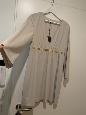 Halston Heritage Designer Kleid Beige Nude Grau Neu Gr.10 ~ 38 40 Miu Luxus 375$