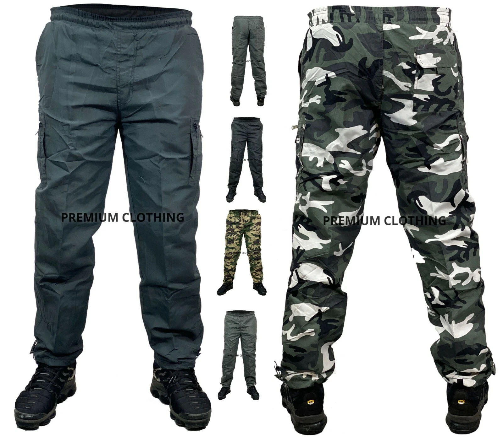 Mens Thermal Fleece LINED Elasticated TROUSERS Cargo Combat Work Pants Bottoms <