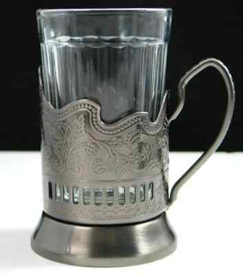 Neman 7 Oz Crystal Granyoniy Tea Glass with Podstakannik