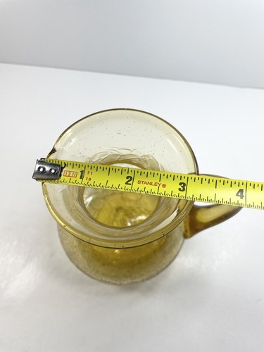 Vintage Small Amber Crackle Glass Pitcher Hand Blown - Picture 4 of 7