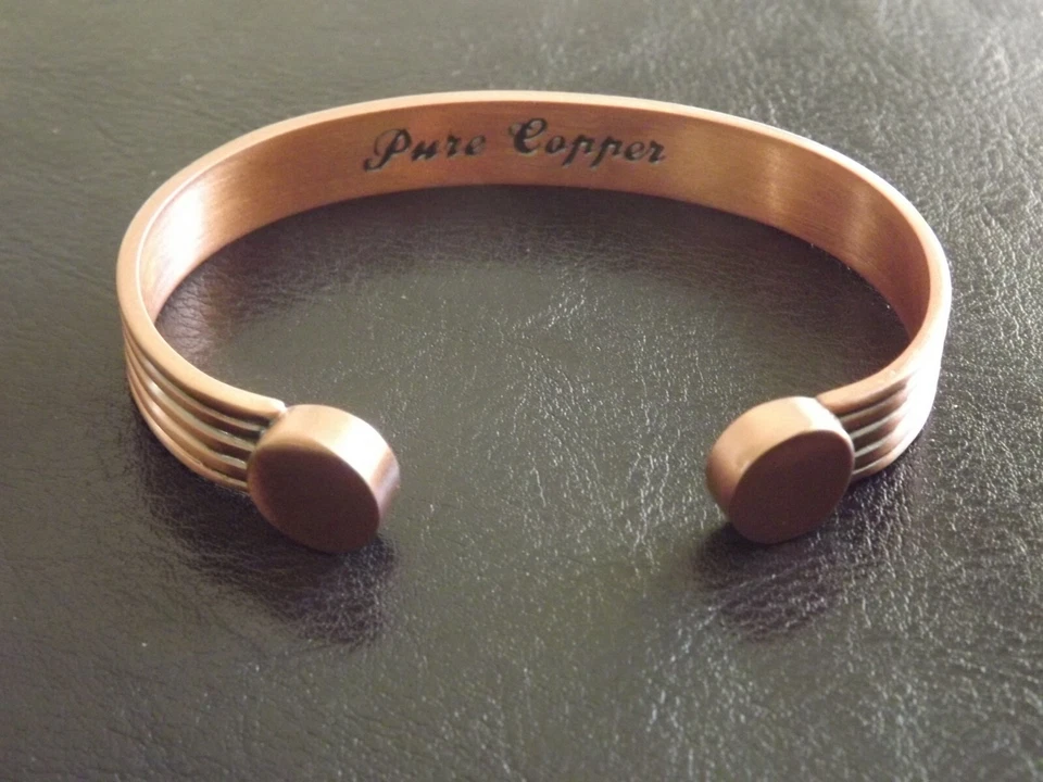 Brazalete magnético de cobre puro terapia de artritis mujeres hombres brazalete romano ajustable Foto 3 de 4