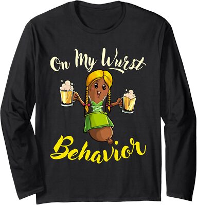On My Wurst Behavior Funny Bratwurst German Long Sleeve Tshirt