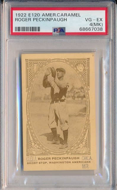 E120 AMERICAN CARAMEL- ROGER PECKINPAUGH- PSA 4(MK) VG-EX (SVSC)-FRESHLY GRADED!