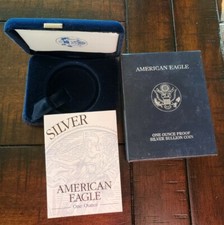 2002 Proof $1 American Silver Eagle Box & COA | No Coin