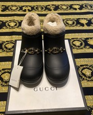 Nuovo IN Scatola 100% Autentico Gucci Gg Morsetto Gomma Stivaletti Numero 37