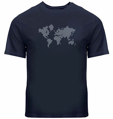 Dot map T-Shirt Mens Unisex Tee Graphic Printed Shirt Gift Dotted world map