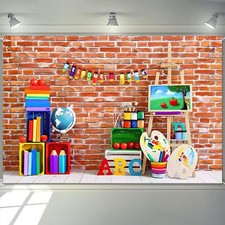 7x5 ft Photography Background Welcome Back to School Brick Wall ABC Kids