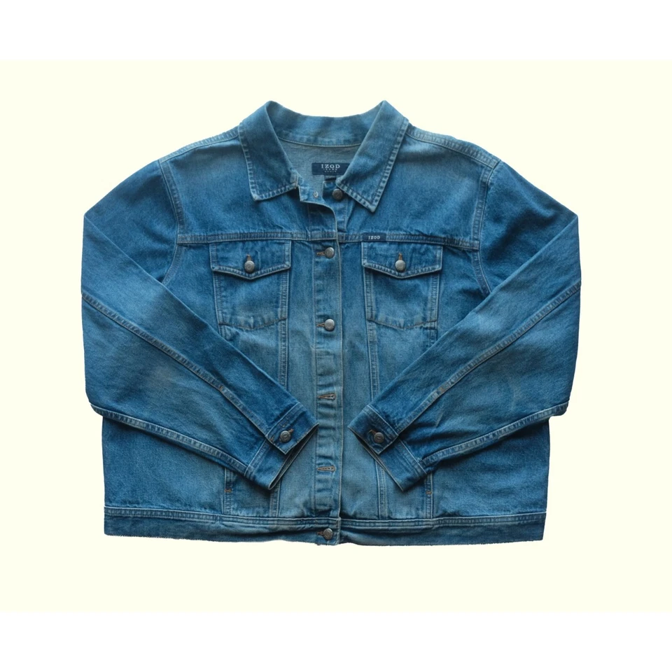 CHAQUETA VAQUERA IZOD JEAN AZUL HECHA EN BRASIL DE COLECCIÓN AÑOS 90 Y2K MUJER TALLA XXL Foto 2 de 4