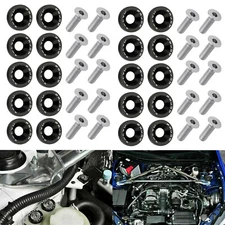 20PC JDM Billet Aluminum Fender Bumper Washer Bolt Engine Bay Dress Up Kit Black