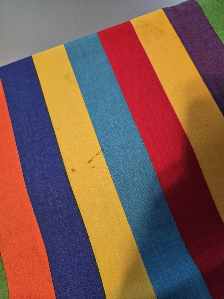 LOOK READ Vintage Concord Fabrics Rainbow Stripe Cotton Fabric 44" X 2.5 Yard - Image 3 of 4