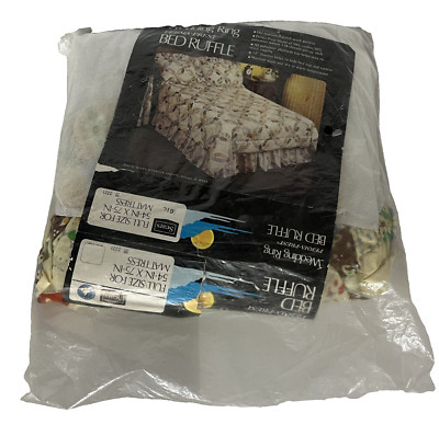 WEDDING RING Pattern Patchwork Perma Press Bed Ruffle Full Sz Mattress Sears NEW