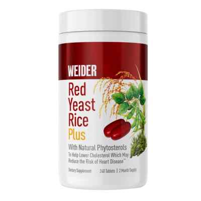 Weider Red Yeast Rice Plus 1200 mg., 240 Tablets - New! - Free Shipping!