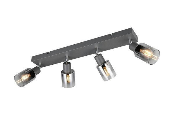 Reality Leuchten Cadiz Strahler Deckenlampe 4-Flammig Anthrazit Metall Rauchglas-image