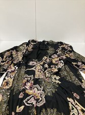 New Robbie Bee Long Sleeve Floral Swing Dress 2X BLK/MUSTARD