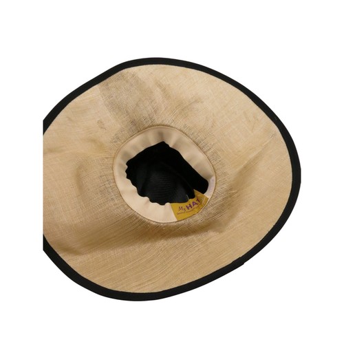 SOMBRERO DE ALA ANCHA PLUMA OCASIÓN DECLARACIÓN GWYTHER SNOXELL MAD HATTER BEIGE AZUL MARINO - Imagen 11 de 12