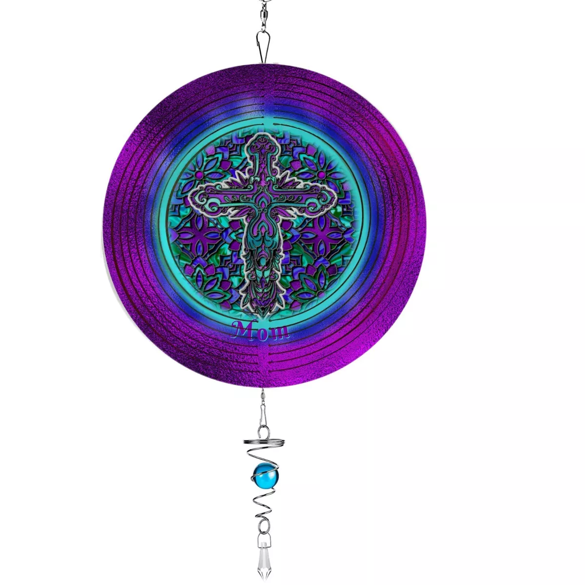Cross Swirly Metal Wind Spinner Personalized Yard Decoration Faith Wind Spin