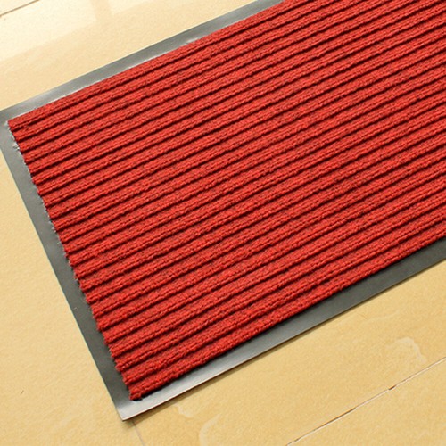 40x60cmPVC Double Stripe Design Entrance Rug Floor Mats Washable Indoor Dark Red - Picture 11 of 13