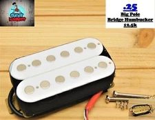 G.M. .25 Big Pole Bridge Humbucker (52mm) White 1/4 inch Pole pieces