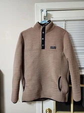 Simply Southern Brown Ribbed Womens 1/4 Snap Collar Pullover Size Medium