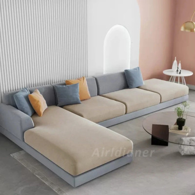Sofa Cover Velvet Stretch Corner Sofa L Shape Seat Cushion Cover Plush Slipcover Thick