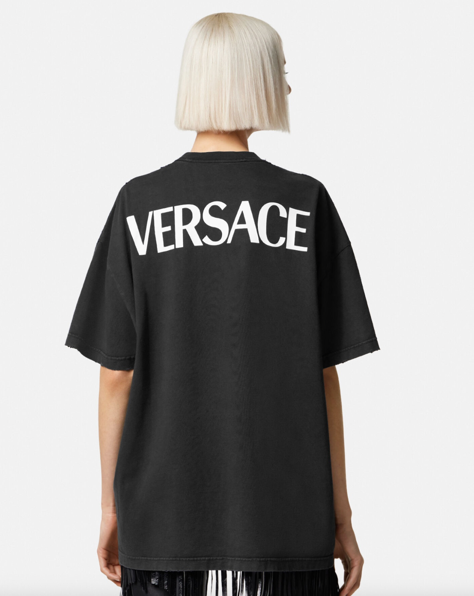 Tシャツ・カットソー VERSACE VERSACE GODDESS OVERSIZED T-SHIRT Versace Goddess Oversized T-shirt In Black | ModeSens