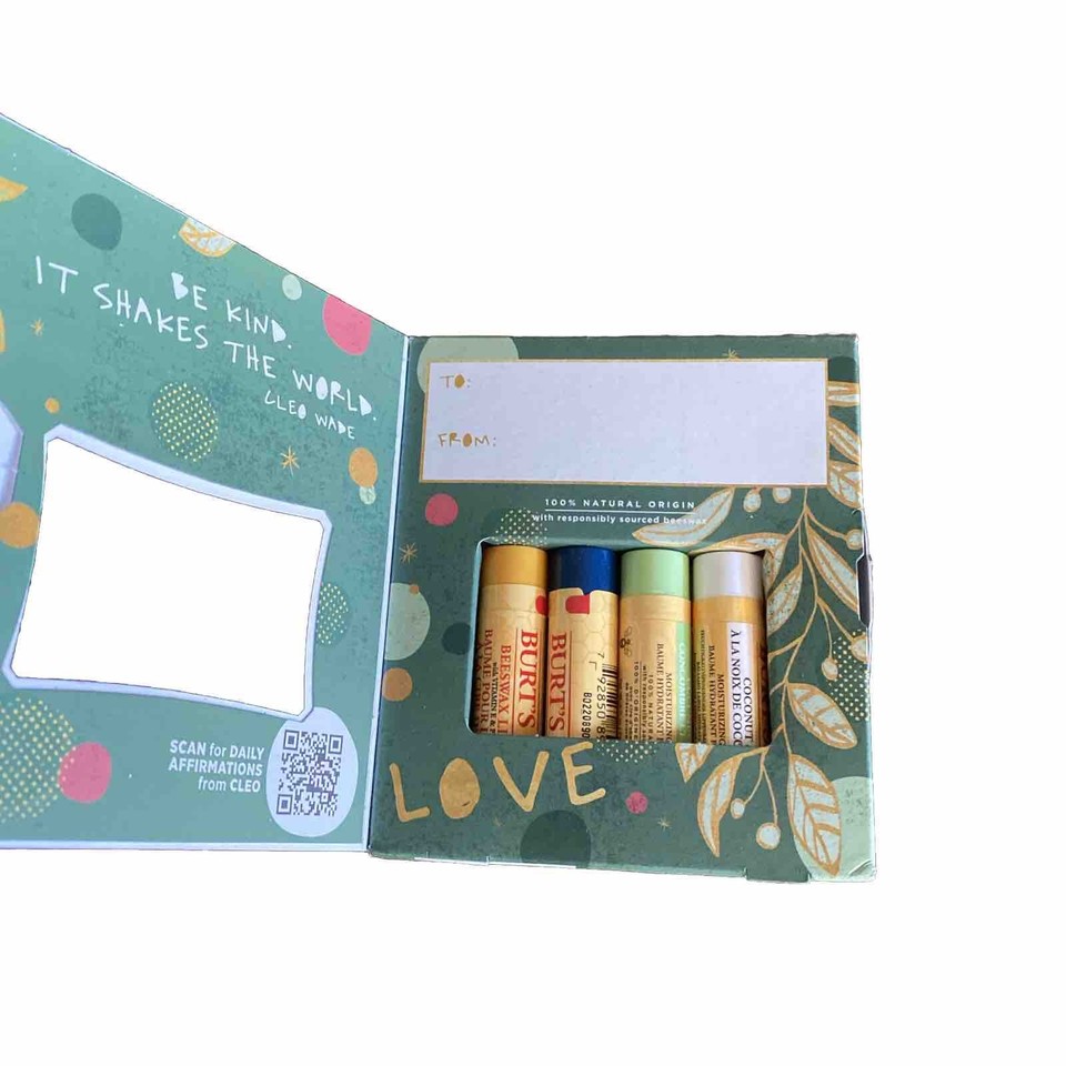 Burts Bees x Cleo Wade 4pc Assorted Lip Balm Gift Box Beeswax Vanilla