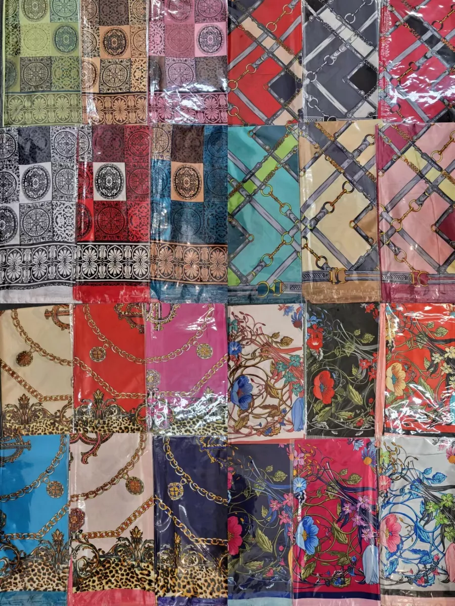 lot of 6x satin square scarf wholesale bulk Jesus floral designer