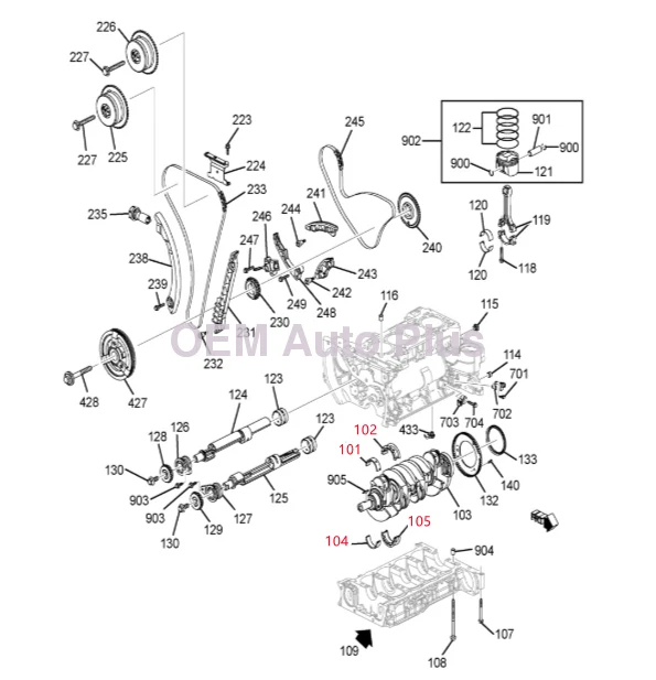 Federal Mogul OEM Crankshaft Bearing Set for 2010-2017 Chevrolet Equinox 2.4 Foto 3 de 3