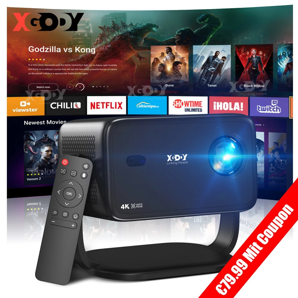 25000 lumen LED Projektor WiFi Android 4K USB HDMI Beamer UHD Heimkino Autofokus