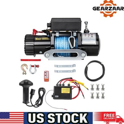 Wireless Electric Winch 10000lbs 12V Synthetic Rope Towing for Truck Trailer US*