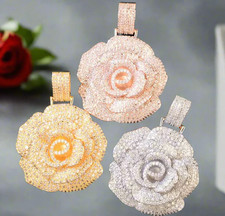 Rose Flower Pendant Necklace 18K Gold, Silver, and Rose Plated