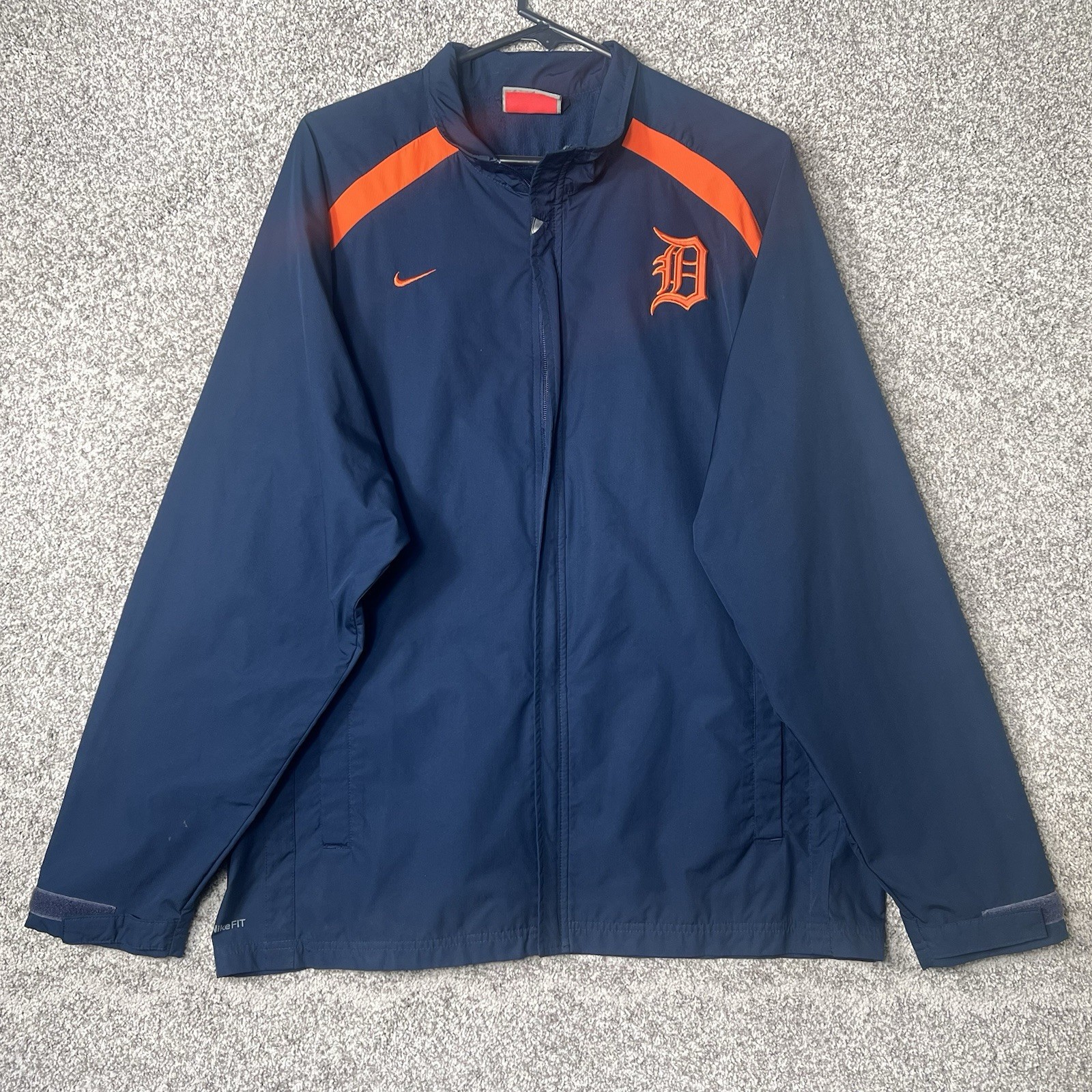 SACAI X NIKE Giacca a vento Nike Detroit Tigers uomo grande blu arancione etichetta squadra Y2K MLB baseball