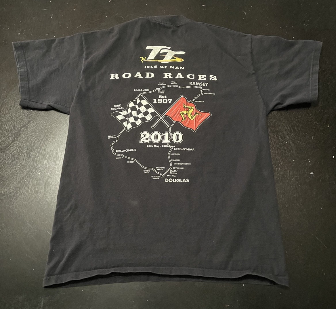 TT Isle Of Man Road Races 2010 T-Shirt, Black, Size: Large
