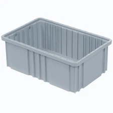 Plastic Dividable Grid Container 16-1/2"L x 10-7/8"W x 6"H Gray Lot of 8