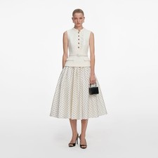 self portrait CREAM BOUCLE POLKA DOT MIDI DRESS  750 Size US 8 UK 12