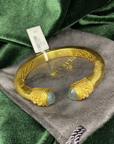 Julie Vos Paris Demi Cuff Charcoal Blue NWT 24k Gold Plated W/ CZ