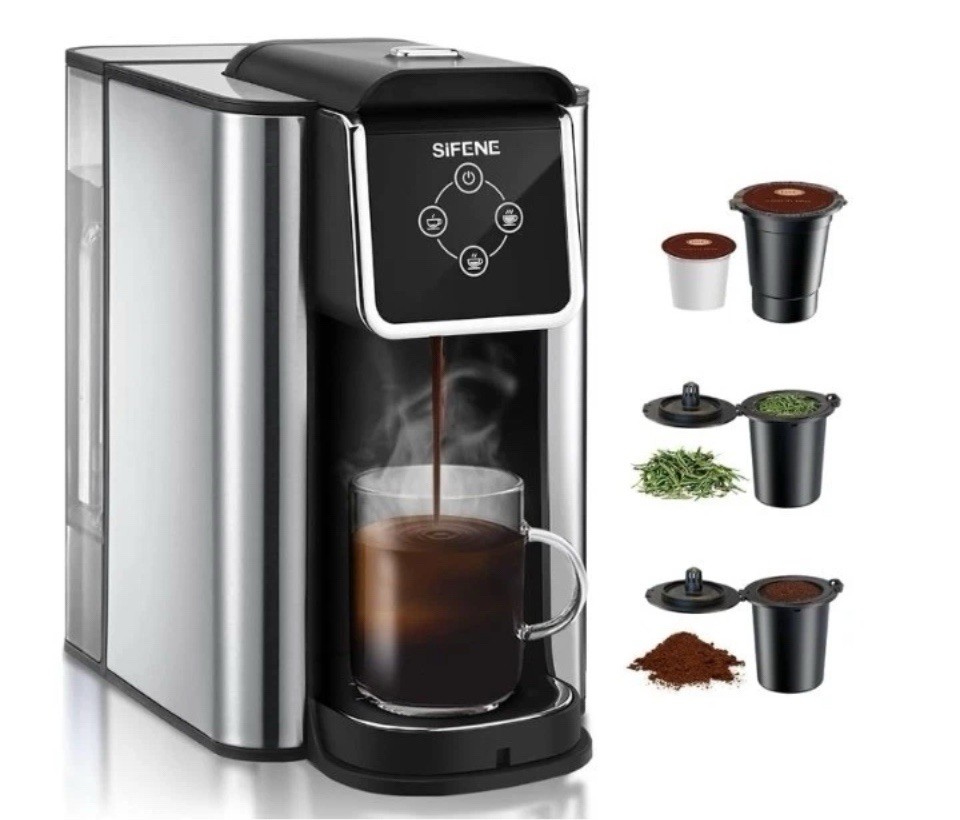 SIFENE KC101 3-in-1 Single Serve Pod Coffee / Tea Machine (Black) Open Box