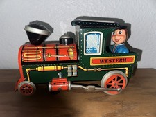 G50 VINTAGE RARE JAPAN MODERN TOYS TIN WESTERN 3185 BATTERY STEAM ENGINE TRAIN