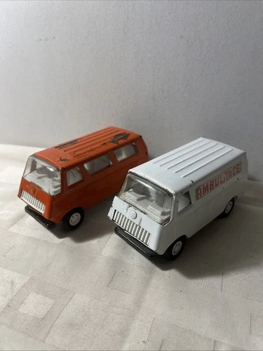 2 Vintage 1970’s Tonka Vans Ambulance/ Orange Pressed Steel
