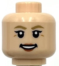 Lego New Light Nougat Minifigure Head Dual Sided Female Dark Tan Eyebrows Part