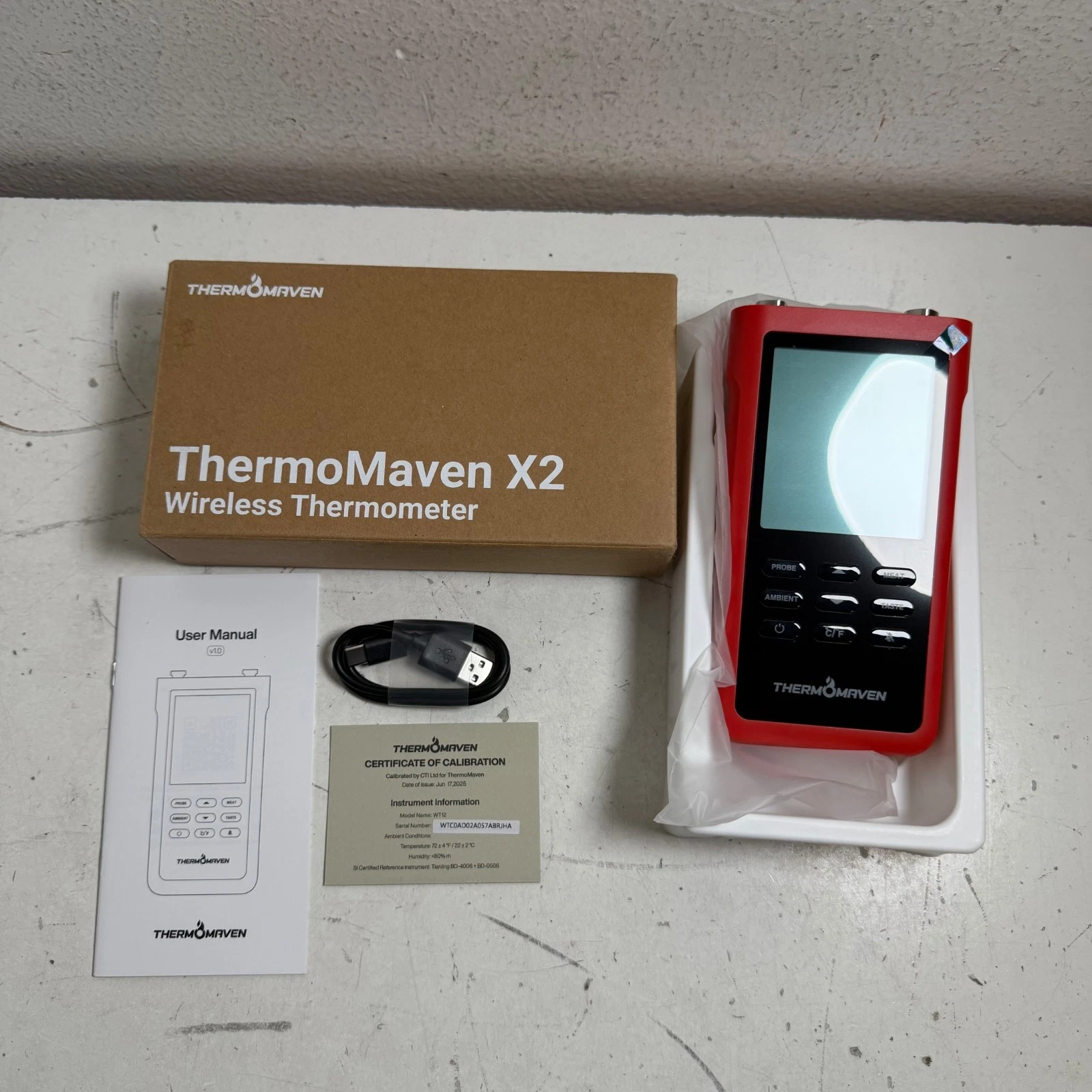 ThermoMaven X2 WT12 Red Waterproof USB-C Digital Wireless Meat Thermometer
Opens in a new window or