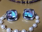 Vtg Antique Sweater Clip Genuine Real Butterfly Wing Palm Trees Pearls — photo 4