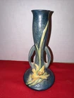 Vintage Roseville Zephyr Lily Sienna Bud Vase 201-7 Cobalt Blue Rare