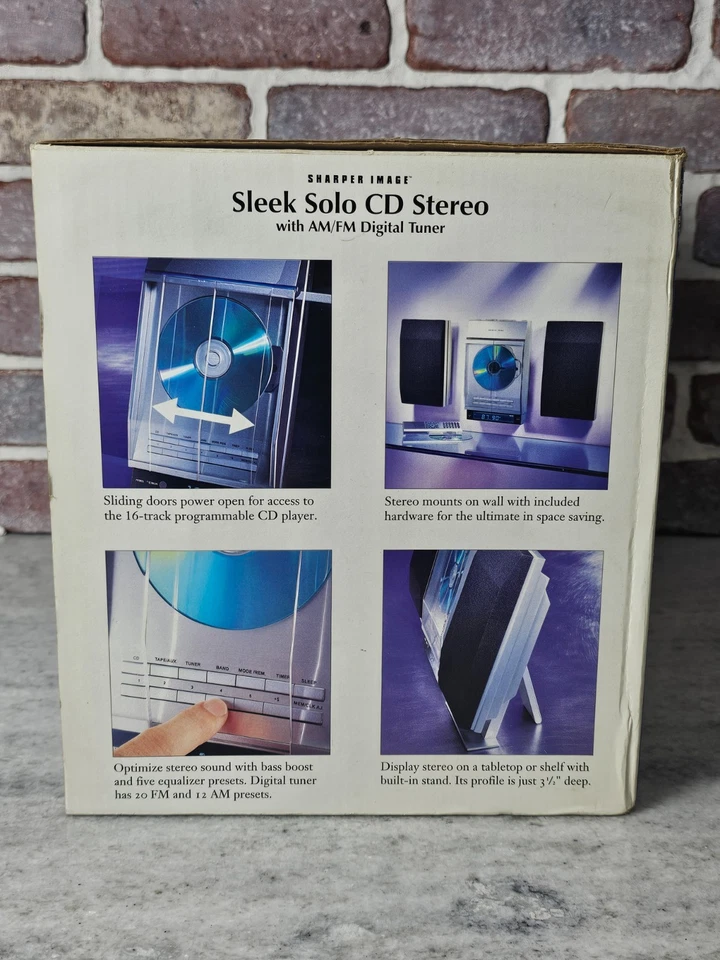 Sharper Image Sleek Solo CD Player Stereo w/ AM/FM Digital Tuner SO330 Brand New - Image 2 of 4