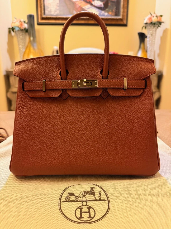 HERMÈS **REGALABLE** 'W' 2024 Birkin 25 Rouge H Togo Cuero con Herrajes de Paladio Foto 2 de 4
